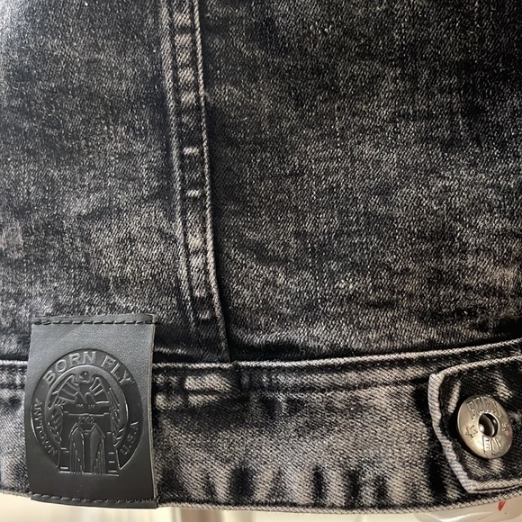 Born Fly Living Fly Black Wash Stretch Denim Button Front Jacket XXL - Picture 5 of 13